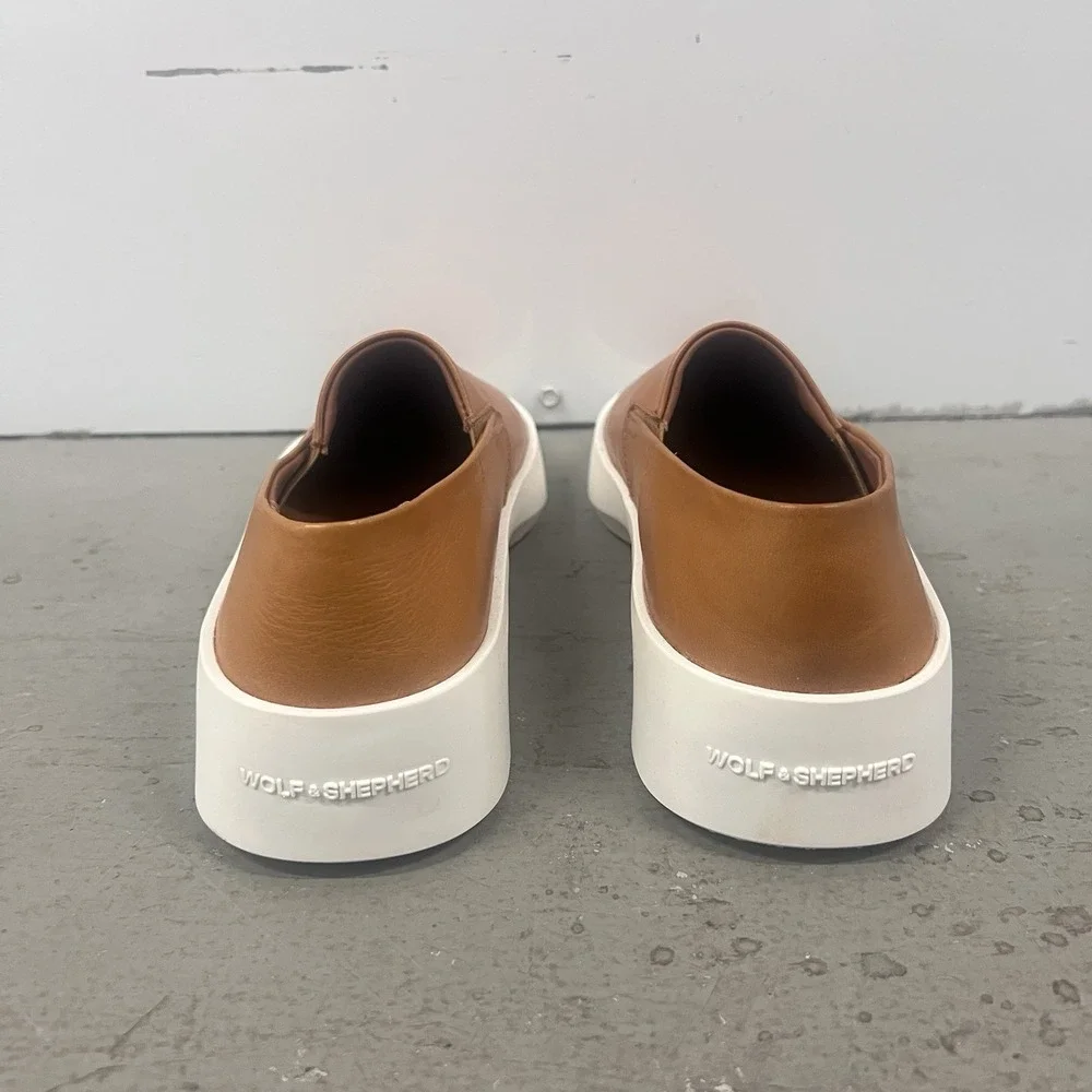 Wolf & Shepherd Cruise Slip-On Sneakers Honey Brown Leather 7.5‎ Men 9 Women's